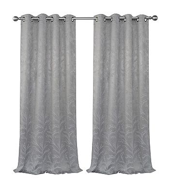 Kate Aurora 2 Pack Arbor Room Darkening Floral Grommet Top Window Curtain Panels