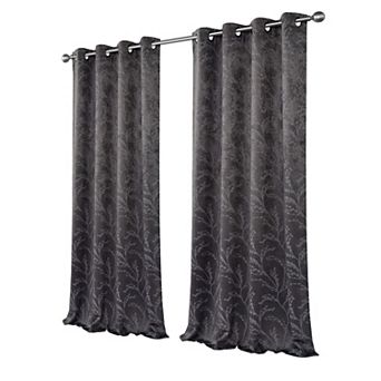 Kate Aurora 2 Pack Arbor Room Darkening Floral Grommet Top Window Curtain Panels