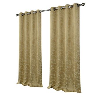 Kate Aurora 2 Pack Arbor Room Darkening Floral Grommet Top Window Curtain Panels