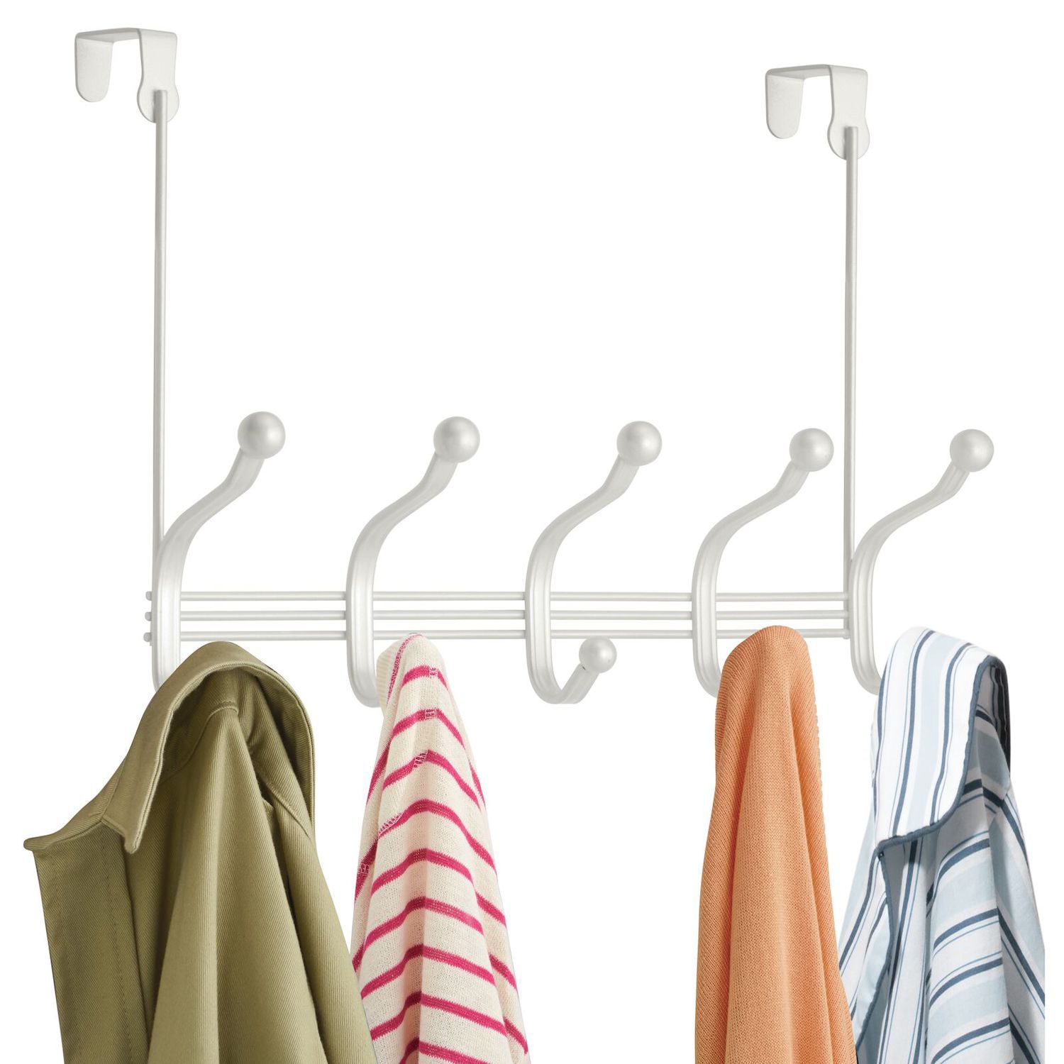 Unique Bargains Clothes Towel Holder Metal Z Shaped Over Door Hooks and  Hangers Silver Tone 2 Pcs