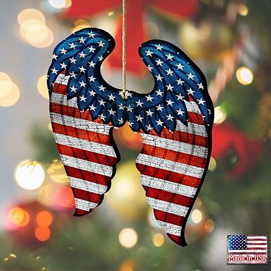 USA Wings Wooden Christmas Ornament by G. DeBrekht - American Christmas Decor