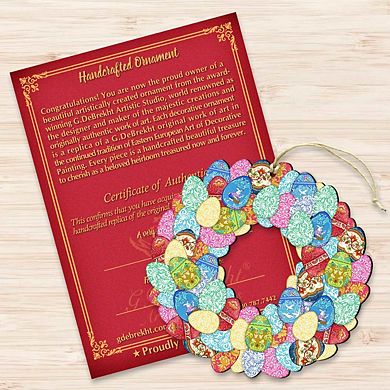 Easter Eggs Wreath Wooden Holiday Ornament by G. DeBrekht - Easter Spring Decor