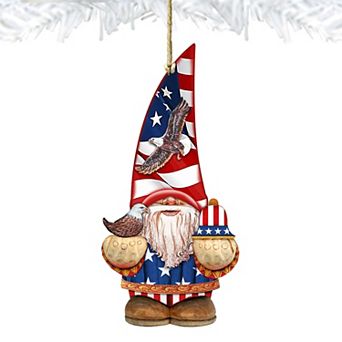 Americana Gnome Dwarf Wooden Christmas Ornament by G. DeBrekht - American Christmas Decor