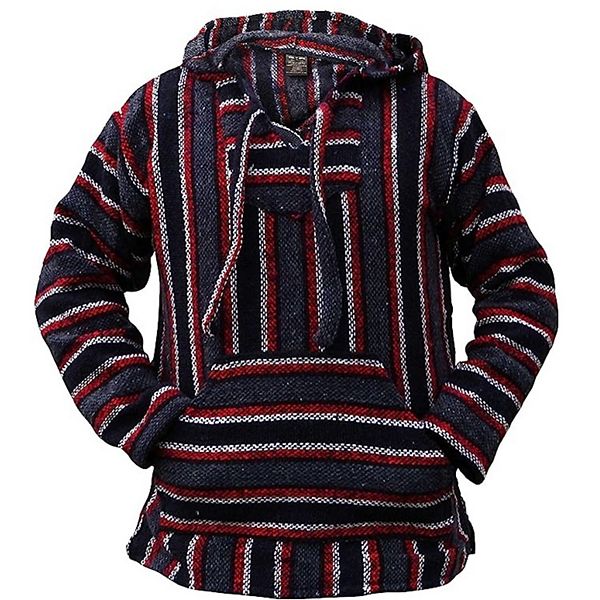 Authentic Mexican Baja Hoodie - Woven Pullover Sweater Jacket