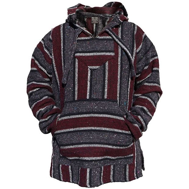 Authentic Mexican Baja Hoodie - Woven Pullover Sweater Jacket