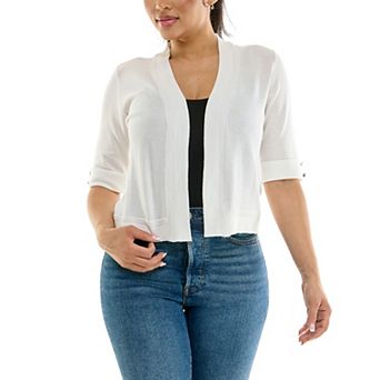 Women's Nina Leonard Rolled Elbow Sleeve Bolero Top