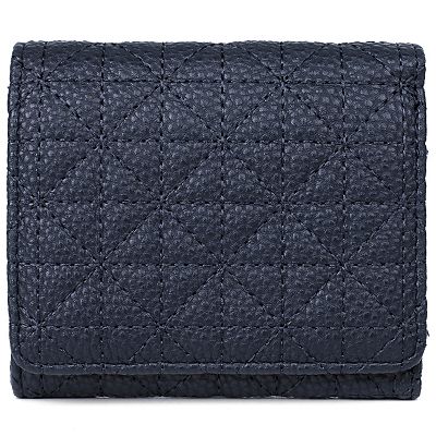 Julia Buxton Double Diamond Quilt Faux Leather Medium Trifold