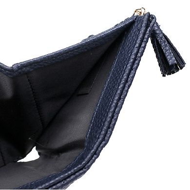 Julia Buxton Double Diamond Quilt Faux Leather Medium Trifold Wallet