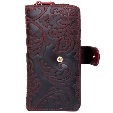 Julia Buxton Tooled Leather Checkbook Wallet