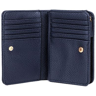 Julia Buxton Solid Pebble Faux Leather Snap Bi-fold Wallet