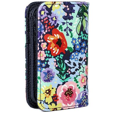 Julia Buxton Impressionist Floral Printed Faux Leather Snap Card Case