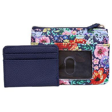 Julia Buxton Impressionist Floral Printed Faux Leather Large ID Coin Case