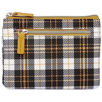 Julia Buxton Buffalo Plaid Printed Faux Leather Large ID Coin Case