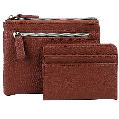 Julia Buxton Solid Pebble Faux Leather Large ID Coin Case