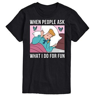 Disney Princess Cinderella Big & Tall What I Do For Fun Is Sleeping Graphic Tee