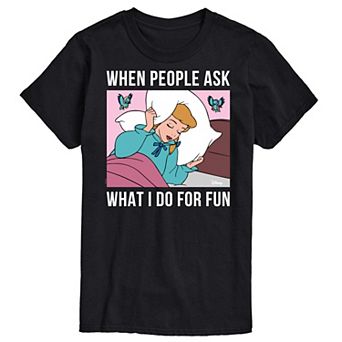 Disney Princess Cinderella Big & Tall What I Do For Fun Is Sleeping Graphic Tee
