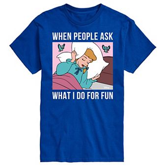 Disney Princess Cinderella Big & Tall What I Do For Fun Is Sleeping Graphic Tee