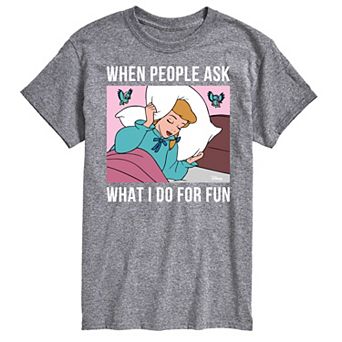 Disney Princess Cinderella Big & Tall What I Do For Fun Is Sleeping Graphic Tee