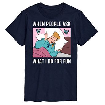 Disney Princess Cinderella Big & Tall What I Do For Fun Is Sleeping Graphic Tee