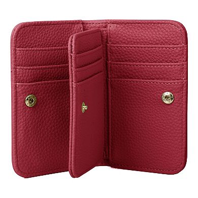 Julia Buxton Solid Pebble Faux Leather Snap Card Case