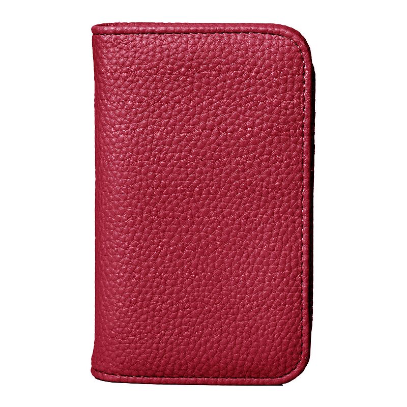 Julia Buxton Solid Pebble Faux Leather Snap Card Case, Red