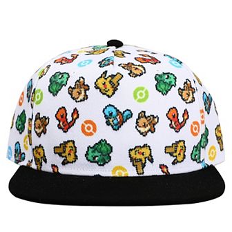 Men's Pokemon Starters & Eevee Allover Print Snapback Hat