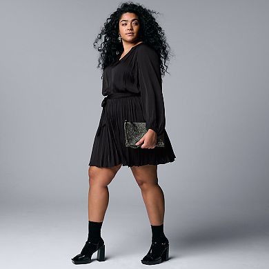 Plus Size Simply Vera Vera Wang Pleated Mini Dress