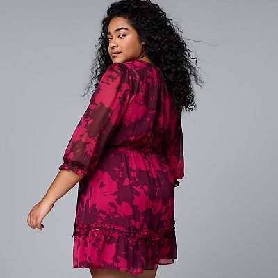 Plus Size Simply Vera Vera Wang Ruffle Day Dress
