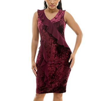 Women's Nina Leonard Velvet V-Neck Sheath Dress