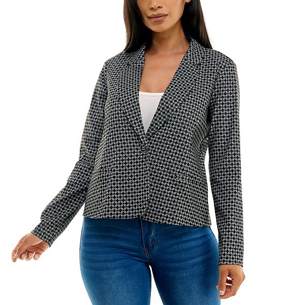 Women's Nina Leonard Cropped Print Blazer