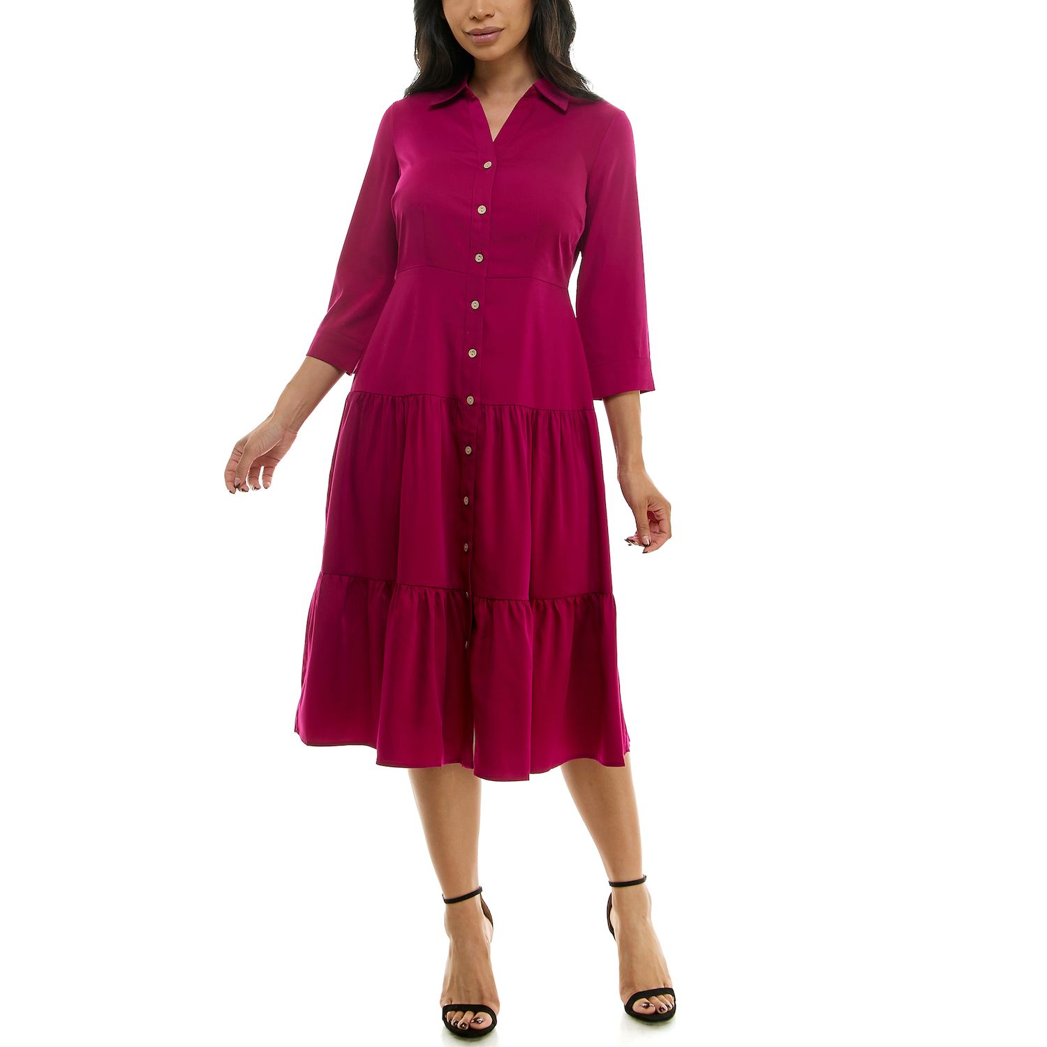Женское платье Nina Leonard Button Front Shirt Dress — фото 1