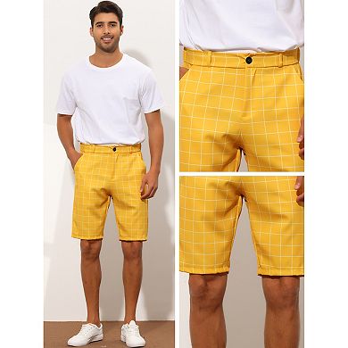 Plaid Shorts for Men's Straight Fit Comfort Flat Front Checked Shorts