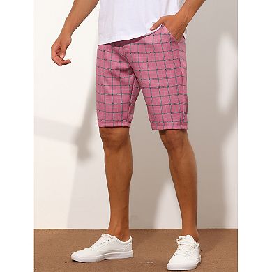 Plaid Shorts for Men's Straight Fit Comfort Flat Front Checked Shorts