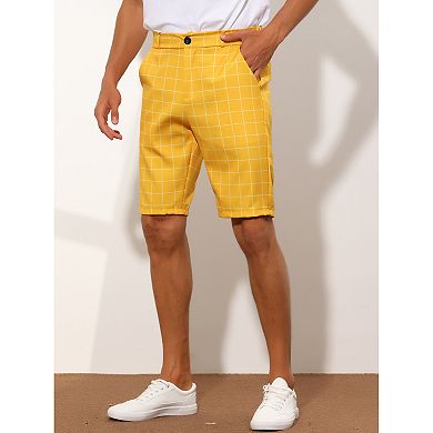 Plaid Shorts for Men's Straight Fit Comfort Flat Front Checked Shorts