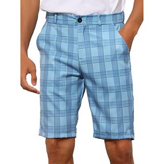 Plaid Shorts for Men's Straight Fit Comfort Flat Front Checked Shorts