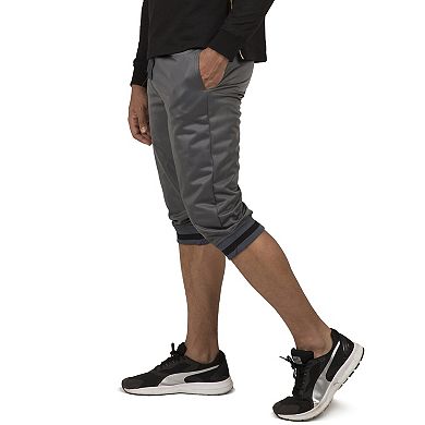 Vibes Men's 4 Stripes Side Seam Tricot 18" Jogger Capri Short