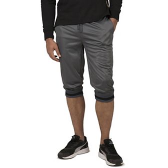 Vibes Men's 4 Stripes Side Seam Tricot 18" Jogger Capri Short