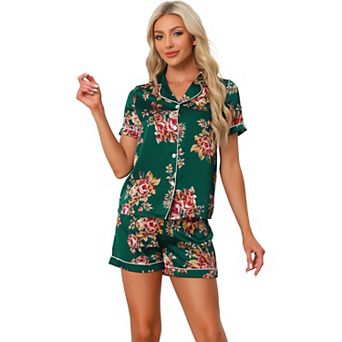 Womens Sleepwear Button Down Tops With Shorts Summer Pajama Sets