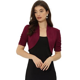 Women's Ruched Short Sleeve Shrugs Bolero Cropped Open Front Cardigan