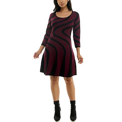 Women's Nina Leonard A-Line Jacquard Sweater Dress