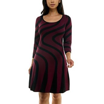 Women's Nina Leonard A-Line Jacquard Sweater Dress