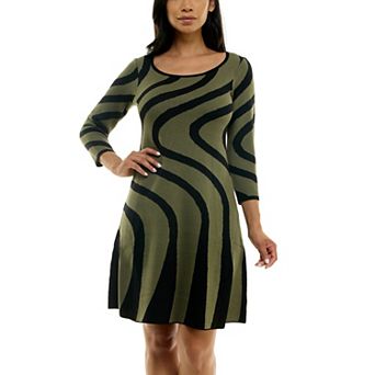 Women's Nina Leonard A-Line Jacquard Sweater Dress