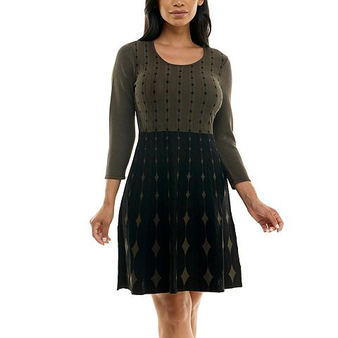Женские платья Nina Leonard Women's Nina Leonard Fit & Flare Sweater Dress
