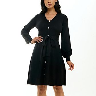 Women's Nina Leonard Balloon Sleeve Midi Sweater Dress