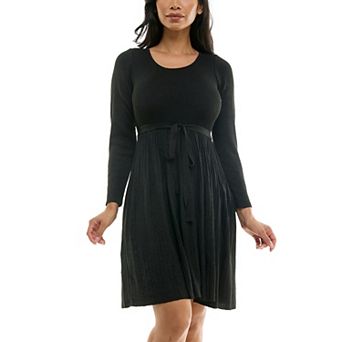 Women's Nina Leonard Pleat Glitter Knit Dress
