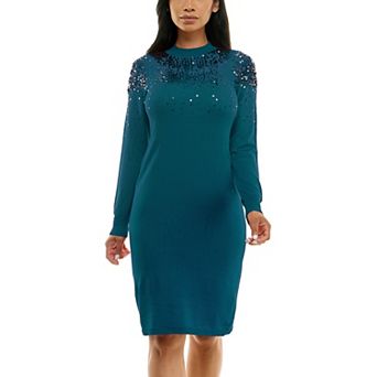 Women's Nina Leonard Sequins Sweater Dress