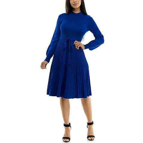 Женские платья Nina Leonard Women's Nina Leonard Balloon Sleeve Pleated Midi Sweater Dress