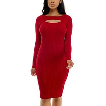 Women's Nina Leonard Ribbed Midi Sweater Dress