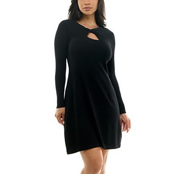 Women's Nina Leonard A-Line Twist Cutout Sweater Dress