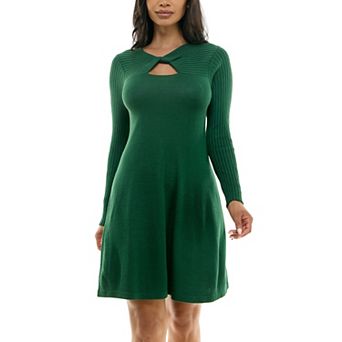 Women's Nina Leonard A-Line Twist Cutout Sweater Dress